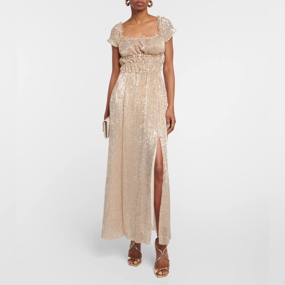 Altuzzara Sequin Lily Dress Gold brand new never worn